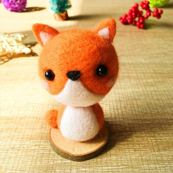 Handmade Needle felted felting kit project Animals cats cute for beginners  starters