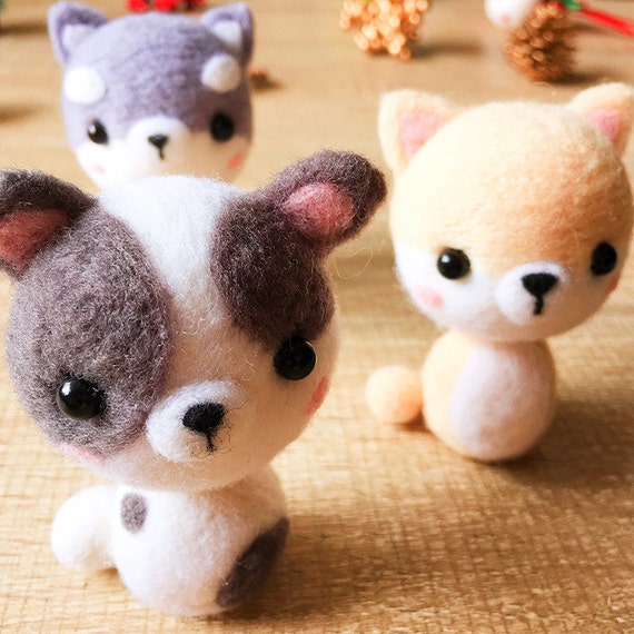 Handmade Needle felted felting kit project Animals cats cute for beginners  starters
