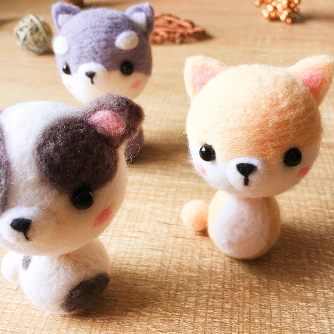 Needle felted felting kit project Animals dog cute for Etsy