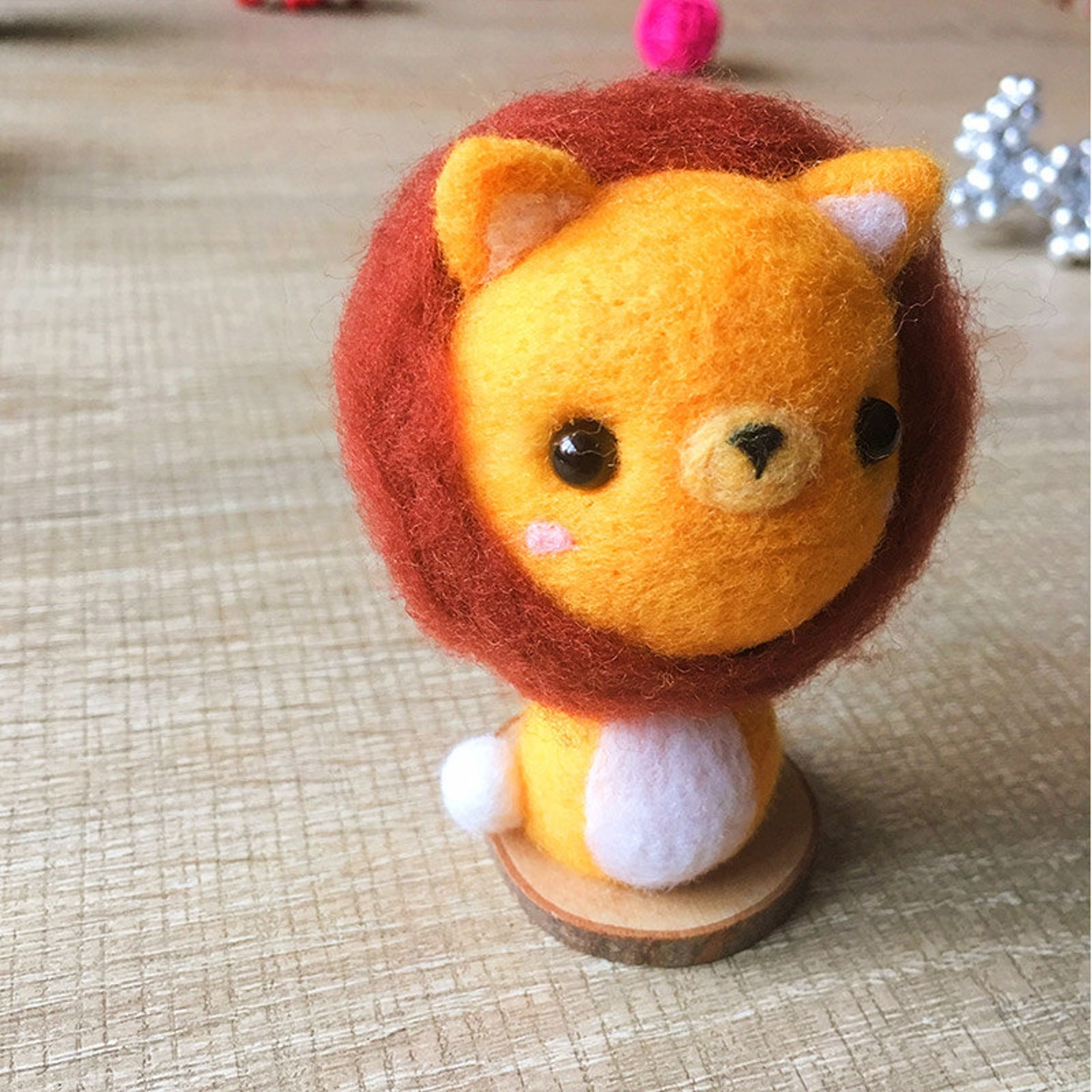 Needle Felted Felting Kit Project Animals Lion Cute for Etsy