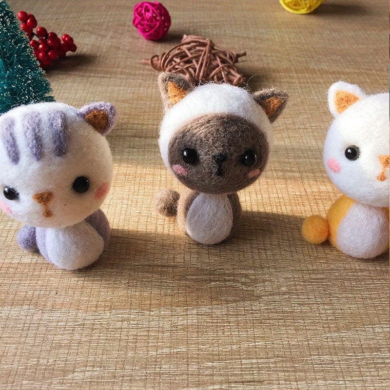 Needle felted felting kit project Animals cat cute for Etsy