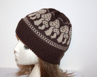 Toad Stools Mushrooms in a Choice of Colours Beanie Hat - with or without Pompom option - teenager to adult sizes