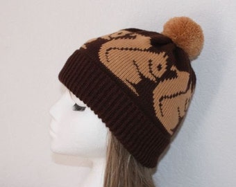Adorable Squirrel Beanie Hat in Various Colors, Pompom Choice - Teen to Adult Sizes