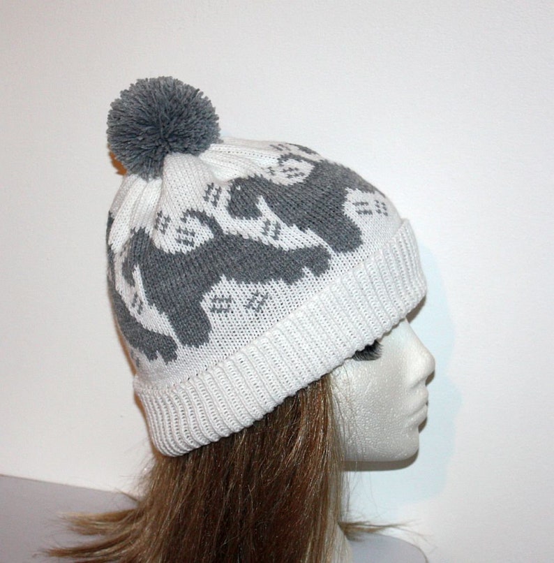 teenager to adult size Black Schnauzer dogs Beanie Hat in a choice of colours with or without pompom