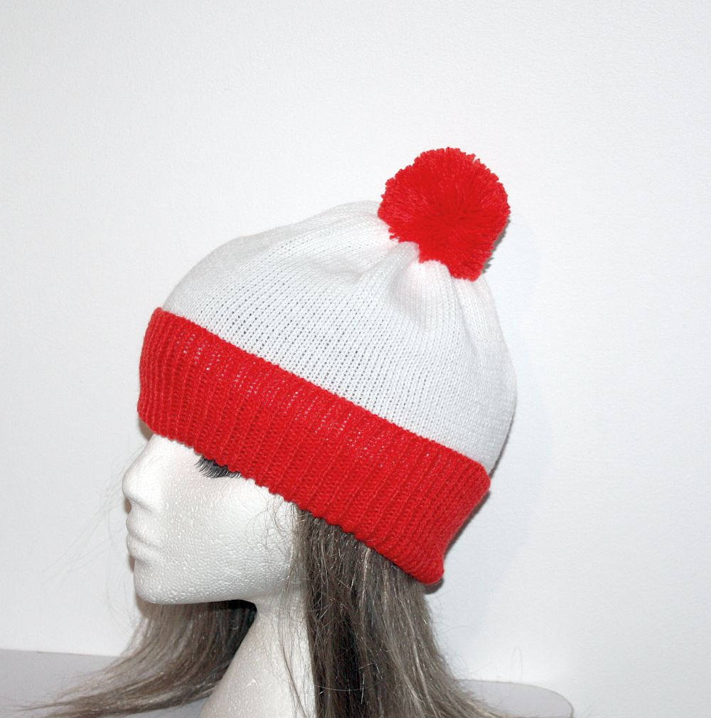 Wally Waldo Inspired Pompom Beanie Hat 