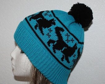 Choice Lots of Cat Designs on Knitted Beanie Hat - with or without Pompom - teenager upto adult size