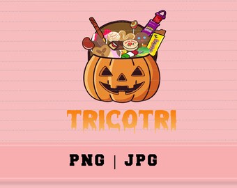 Trico Tri PNG | Hispanic Halloween Süßigkeiten Clipart | Dia de los Muertos Kürbiseimer Digitaler Download | Mexikanisches Bonbon-Design