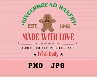 Lebkuchen Bäckerei PNG: Weihnachtsplätzchen Sublimation (Digitaler Download)