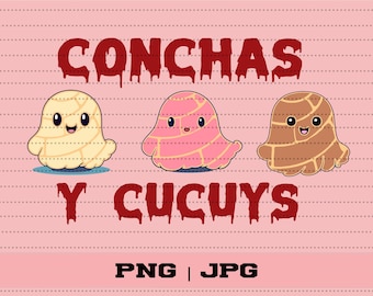 Spooky Conchas Ghost PNG Stickers - Halloween Pan Dulce (Digital Download)