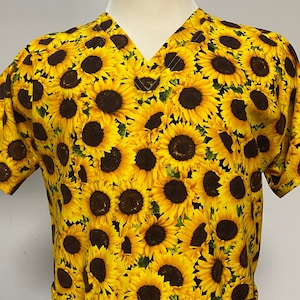 Sunflower - Custom Made Unisex Men Women Scrub Tops Nursing Uniforms