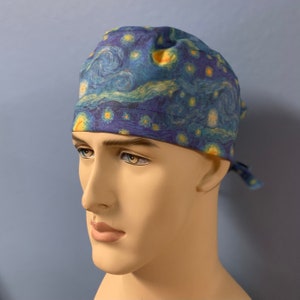 The Starry Night - Men Women Unisex Custom Made Scrub Cap Hat Healthcare Headgear for Frontliners Doctors Nurses EMS