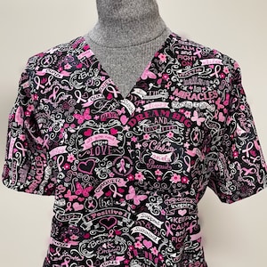 Pink Ribbon Inspiration - Custom Made Unisex Men Women Scrub Tops Nursing Uniforms