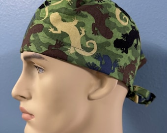 Camo Salamander - Men Women Unisex Custom Made Scrub Cap Hat Healthcare Headgear for Frontliners Doctors Nurses EMS