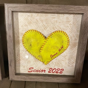 Shadow Box - Softball Heart with PERSONALIZATION