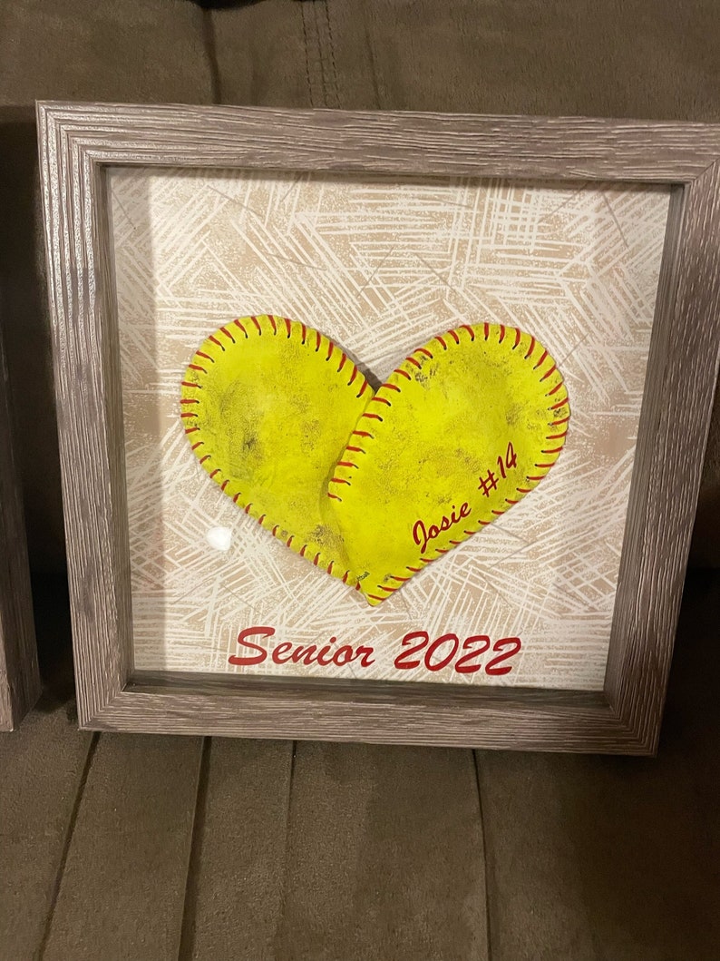Shadow Box Softball Heart With PERSONALIZATION Etsy