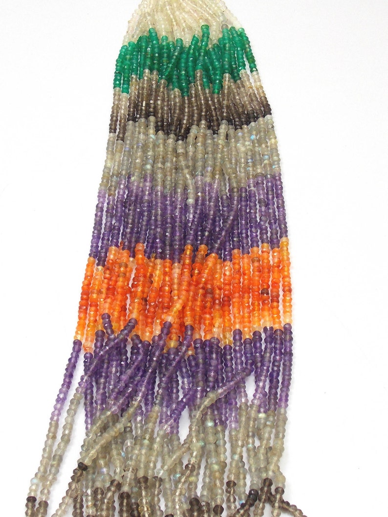 5 Strands Semi Precious Multi Rondelle Gemstone Strands JMI7501 3-3.5 mm Beads Jewelry Strands Rondelle faceted Strand Per Strands