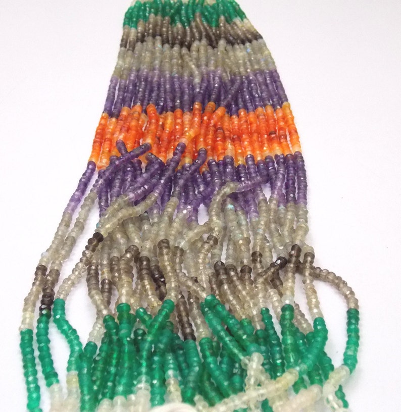 5 Strands Semi Precious Multi Rondelle Gemstone Strands JMI7501 3-3.5 mm Beads Jewelry Strands Rondelle faceted Strand Per Strands
