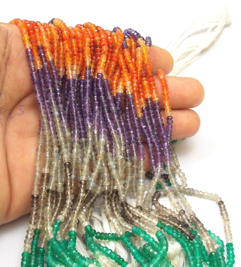 5 Strands Semi Precious Multi Rondelle Gemstone Strands JMI7501 3-3.5 mm Beads Jewelry Strands Rondelle faceted Strand Per Strands
