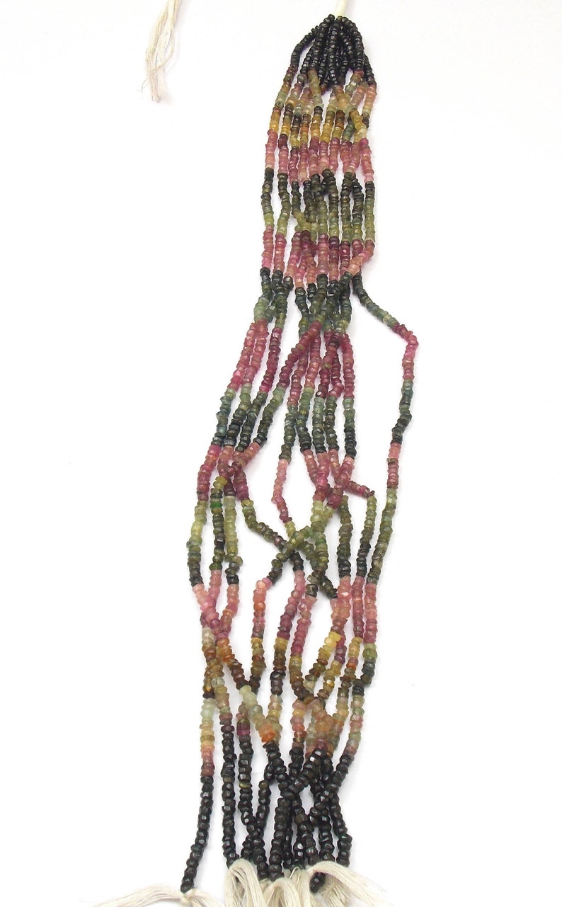 5 Strands Semi Precious Multi Tourmaline Gemstone Strand JMI7500 3-4 mm Beads Gemstone Strands Natural Strands Per Strands