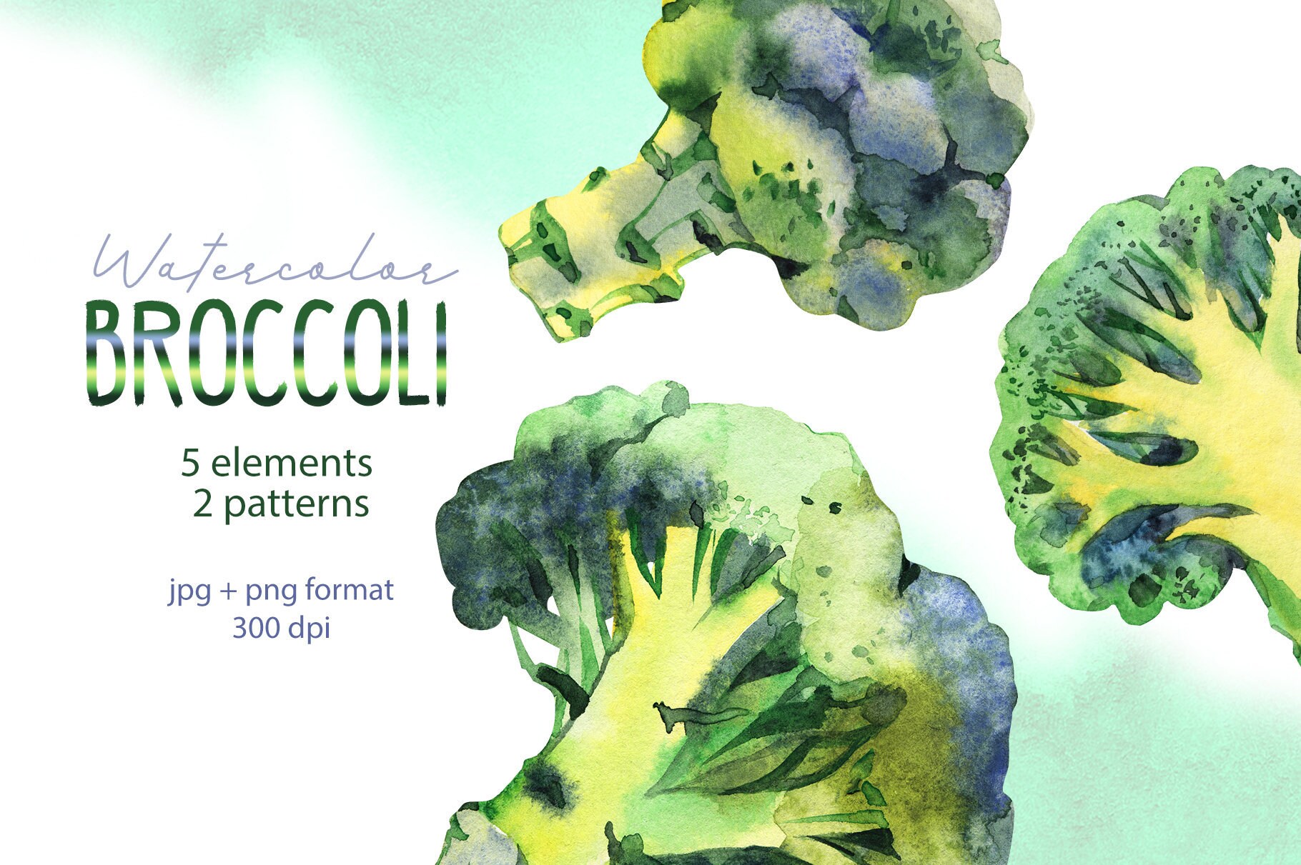 Watercolor broccoli PNG clipart. Vegetables png clipart ...