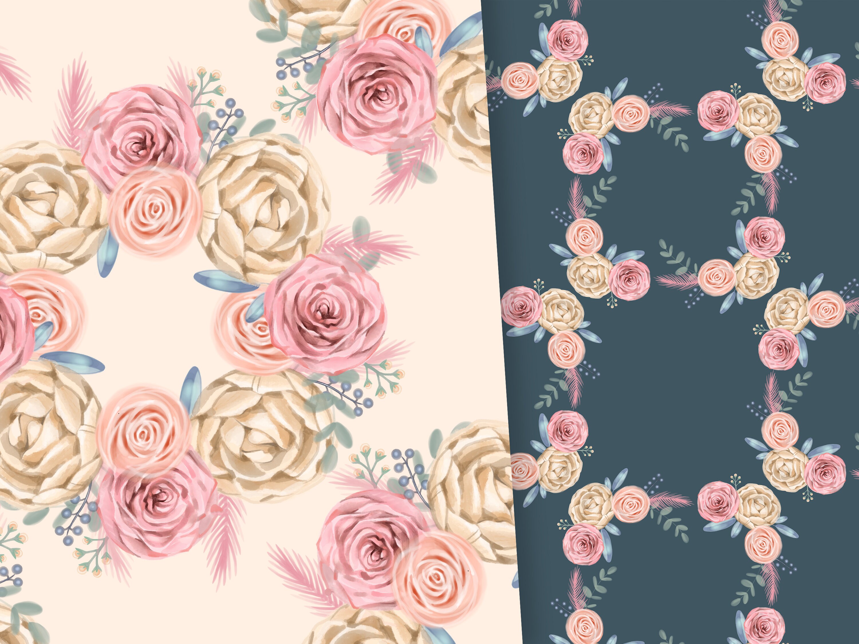Watercolor roses PNG cliparts. Clip art flowers png. Digital | Etsy