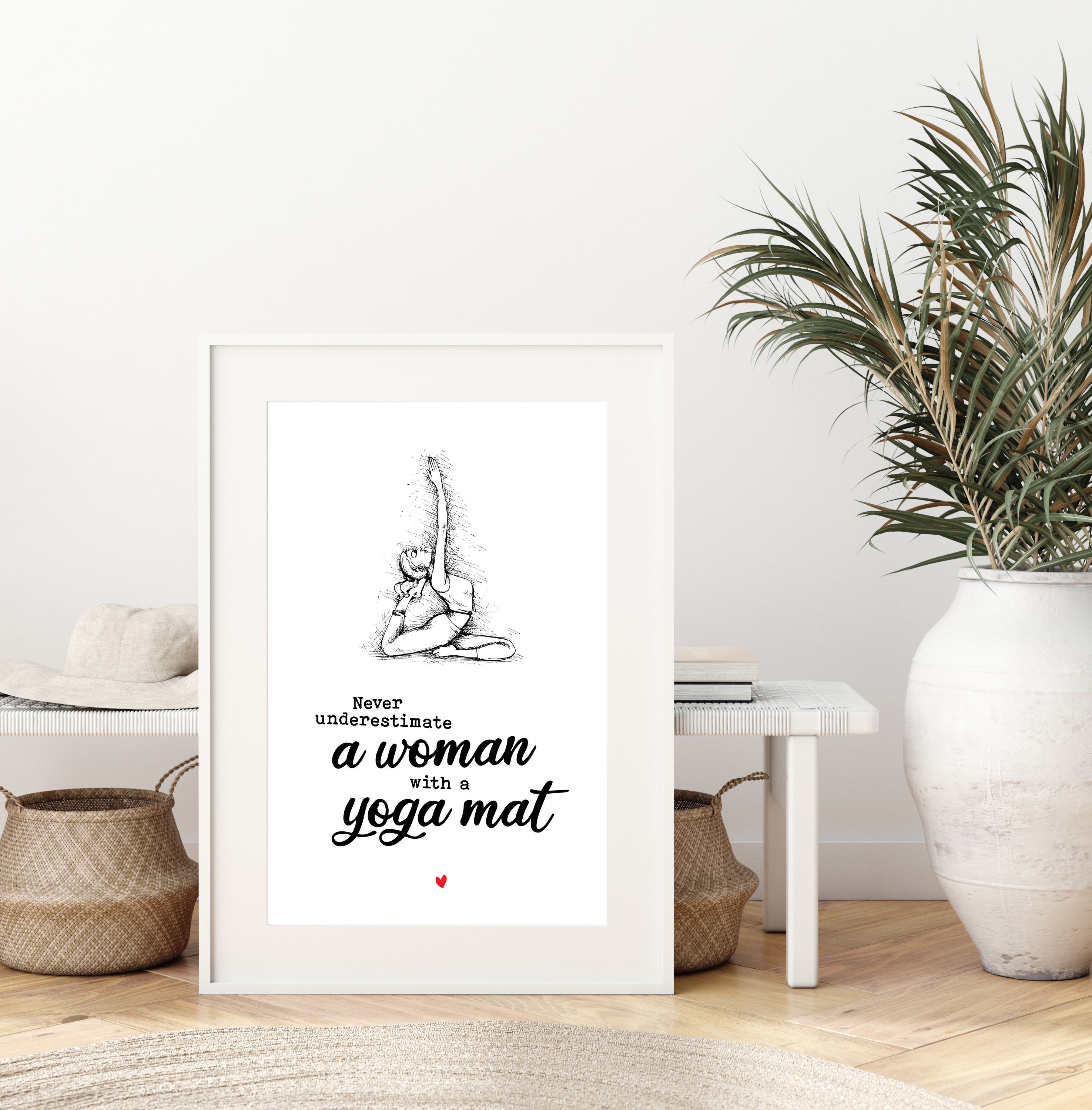 Yoga Print Never Underestimate a Woman With a Yoga Mat Funny Yoga Quote Yoga Art Yoga Studio Decor Etsy