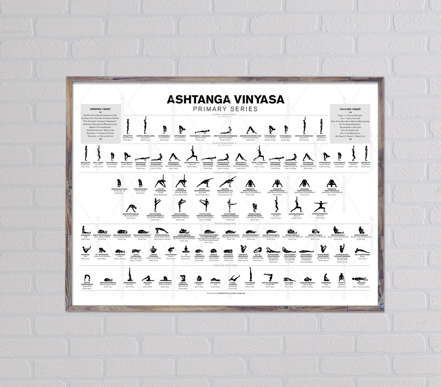 Yoga Poses Seated 25 Large Ashtanga Yoga Cards Print, Wall Art, Home Decor  -  Denmark