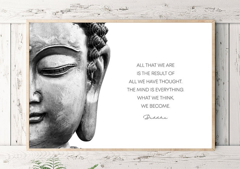 Buddha Quote What We Think We Buddha Wall Art Etsy