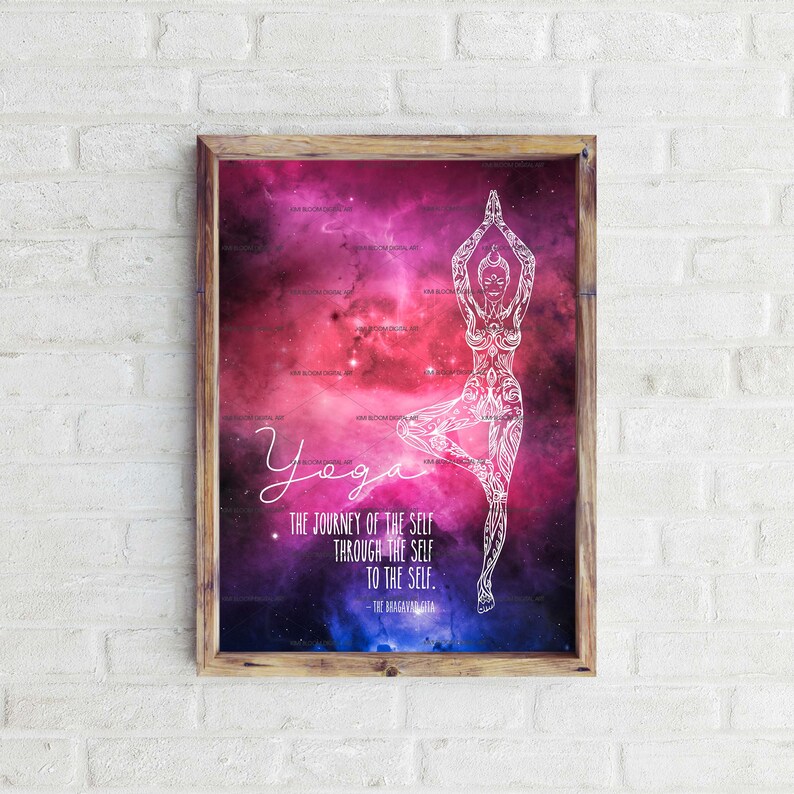 Bhagavad Gita Quote Yoga Print Tree Pose Pink Wall Art Etsy