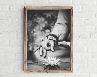 Yoga Mudra Print, Black and White Photography, Yoga Wall Art, Yoga Studio Decor, Instant DL