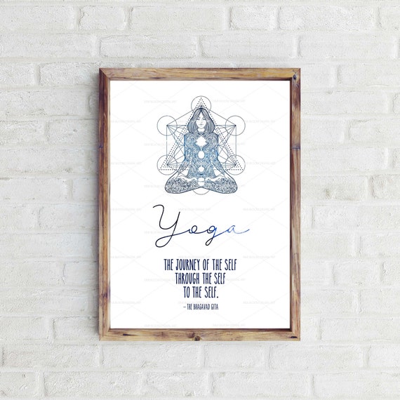 Meditation Pose Bhagavad Gita Citation Yoga Print Voyage De Etsy