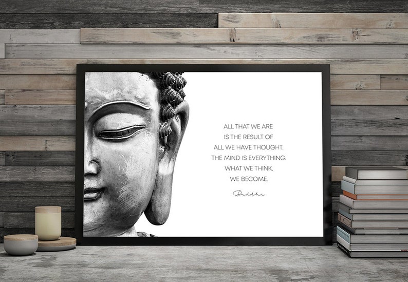 Buddha Quote What We Think We Buddha Wall Art Etsy
