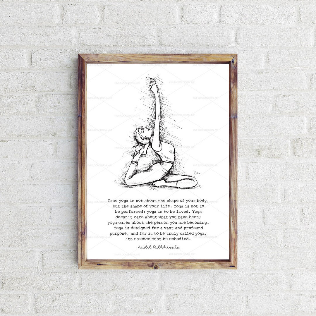 True Yoga, Handstand Illustration, Yoga Print, Yoga Pose, Yoga Studio  Decor, Yoga Art 