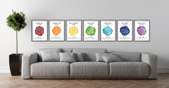 Set of 7 Chakra Prints, 8x10, Chakra Art, 7 Chakras, Chakra