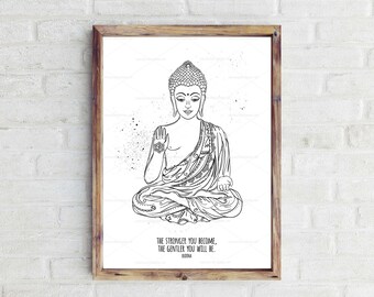 Buddha Quote, Strength Quote, Buddha Print, Buddha Wall Art, Zen Art, Yoga Print, Yoga Art, Yoga Studio Decor