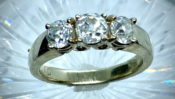Vintage Estate Diamond Ring 3 Stone Old European … - image 3