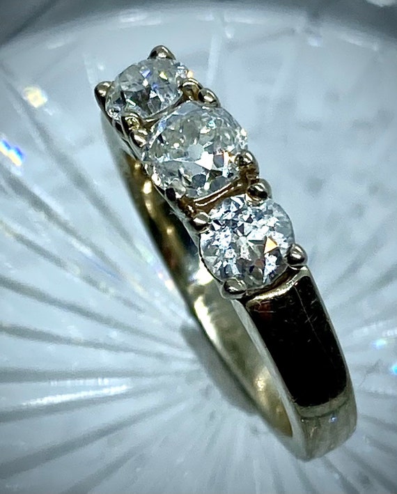 Vintage Estate Diamond Ring 3 Stone Old European … - image 4