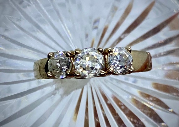 Vintage Estate Diamond Ring 3 Stone Old European … - image 2