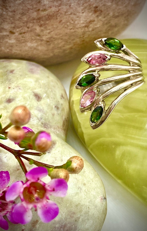 Vintage Pink and Green Tourmalines Marquis Shaped 