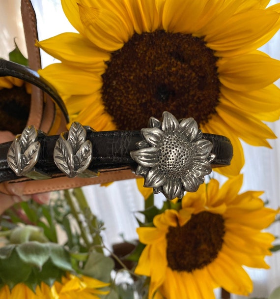 Concho Belt Genuine Leather Southwestern Western Country Sunflower