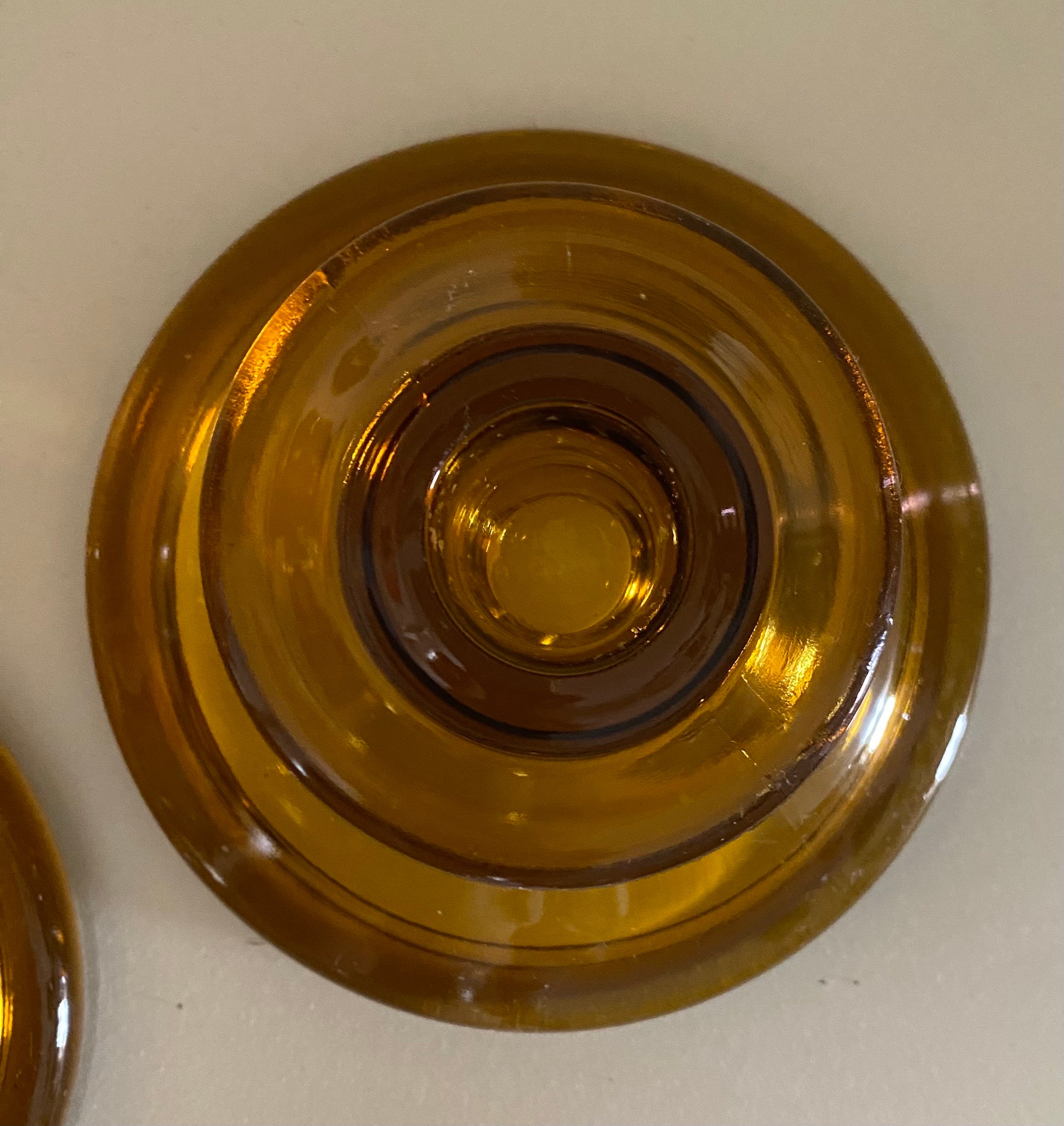 Vintage Amber Glass Candlesticks Pair Taper Simple Etsy