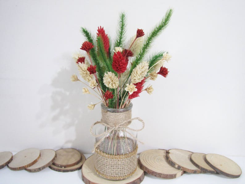 Wedding Centerpiece Wedding Decor Christmas Decor A Bunch of Dried Flowers in Glass Jar Christmas Gift Mantel Decor Rustic Home Decor