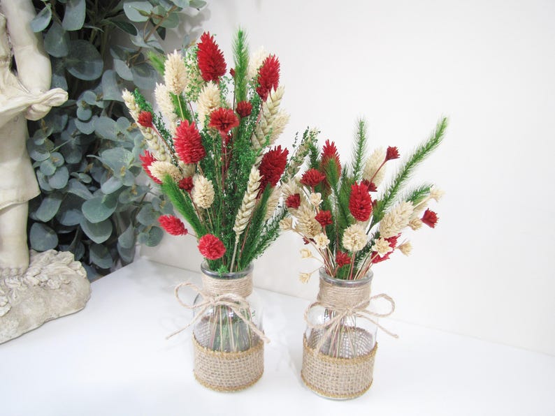Wedding Centerpiece Wedding Decor Christmas Decor A Bunch of Dried Flowers in Glass Jar Christmas Gift Mantel Decor Rustic Home Decor