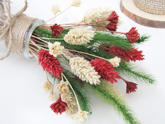 Un Bouquet De Fleurs Séchées En Bocal En Verre Décor De Noël Cadeau De Noël Décoration Rustique Cheminée Décor Décor De Mariage Mariage Centre