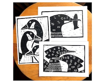 Pájaros - Impresión en linóleo de edición limitada (5x7)