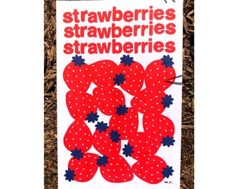 Erdbeeren - Limitierte Risograph Druck (11x17)