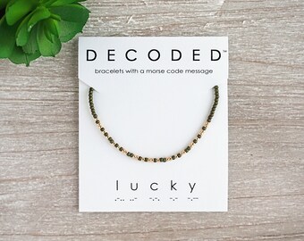 LUCKY - Joyería Código Morse - Joyería Inspiradora - Pulsera Código Morse - Pulsera de la Amistad - Pulseras con cuentas