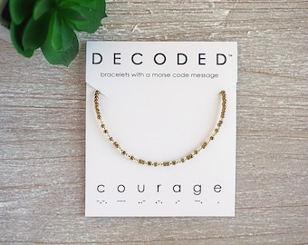 COURAGE - Pulsera Código Morse - Joyas inspiradoras - Joyería Código Morse - Regalo motivacional - Pulseras de la amistad - Joyería de palabra