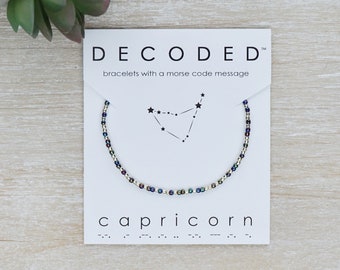 CAPRICORNIO - Pulsera del zodiaco - Joyería con código Morse - Regalos del zodiaco - Pulsera de astrología - Pulsera del zodiaco - Regalo de cumpleaños de Capricornio