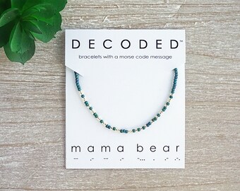 Pulsera Mamá Osa - Código Morse - Regalos para el Día de la Madre - Joyería con Código Morse - Pulsera para el Día de la Madre - Joyería Inspiradora